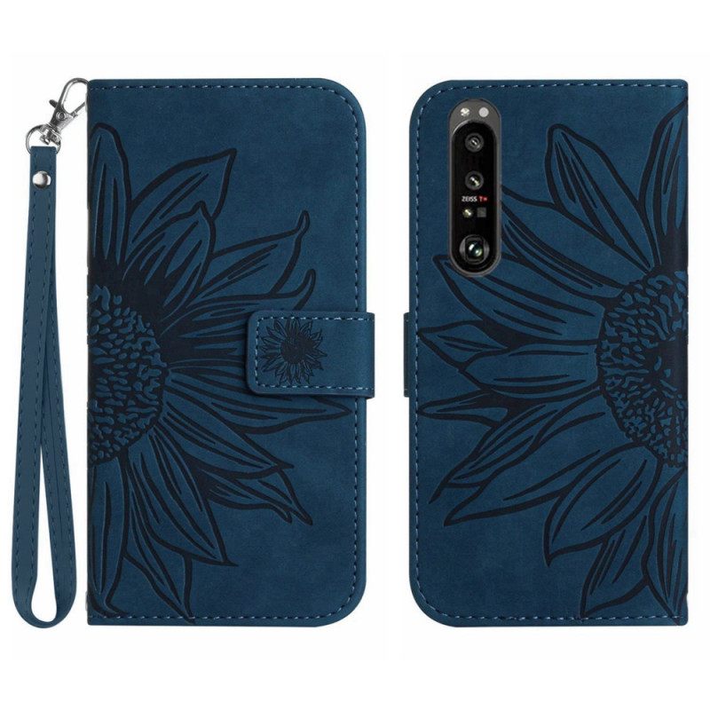 Δερματινη Θηκη Sony Xperia 1 Vi Sunflower Print Με Λουράκι