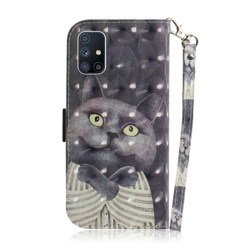 Κάλυμμα Samsung Galaxy M51 με κορδονι Γκρι Strappy Cat