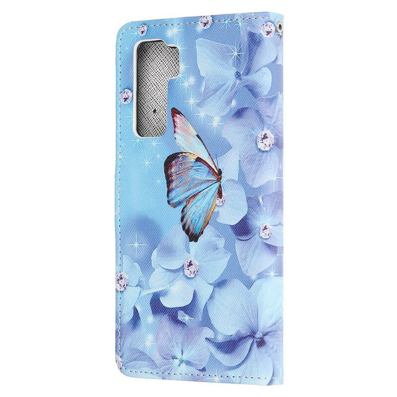 Κάλυμμα Huawei P40 Lite 5G με κορδονι Diamond Strap Butterflies