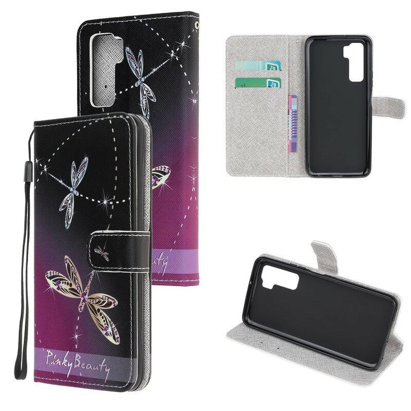 Κάλυμμα Huawei P40 Lite 5G με κορδονι Strappy Dragonflies