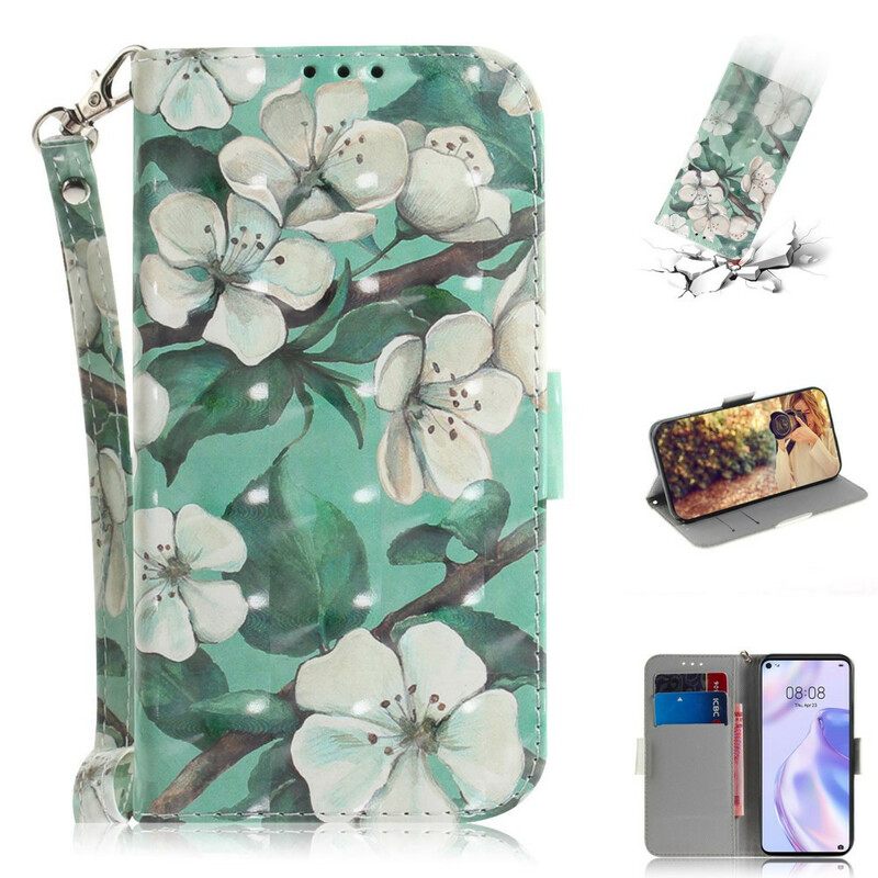 Θήκη Flip Huawei P40 Lite 5G με κορδονι Strap Flower Tree