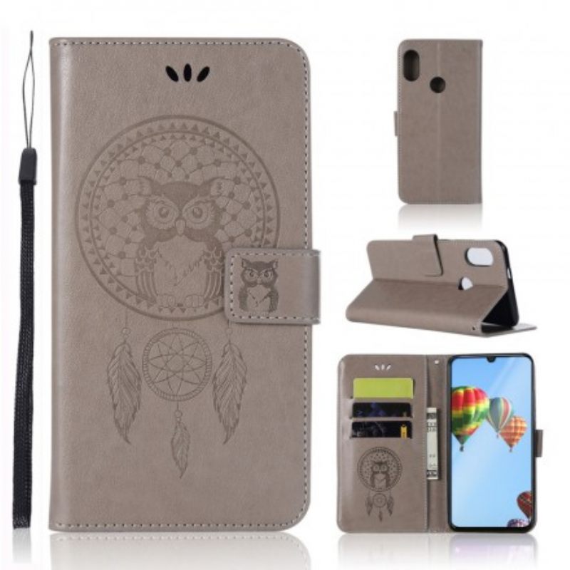 δερματινη θηκη Huawei P30 Lite Δερμάτινο Εφέ Dream Catcher Owl