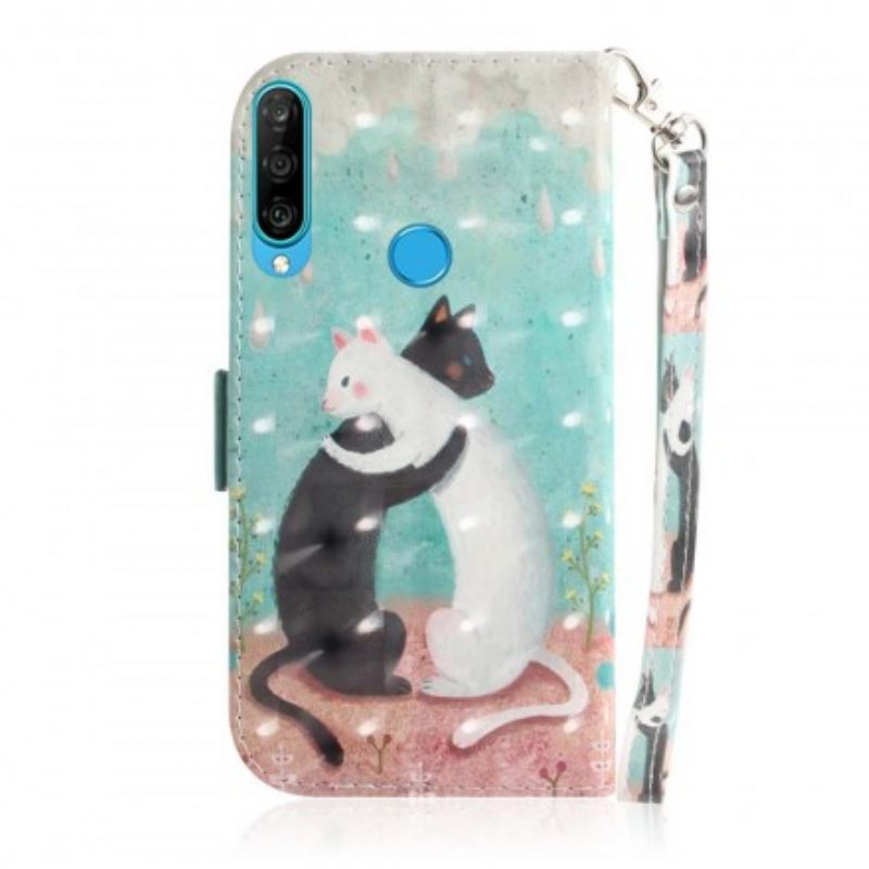 Κάλυμμα Huawei P30 Lite με κορδονι Thong Cat Friends