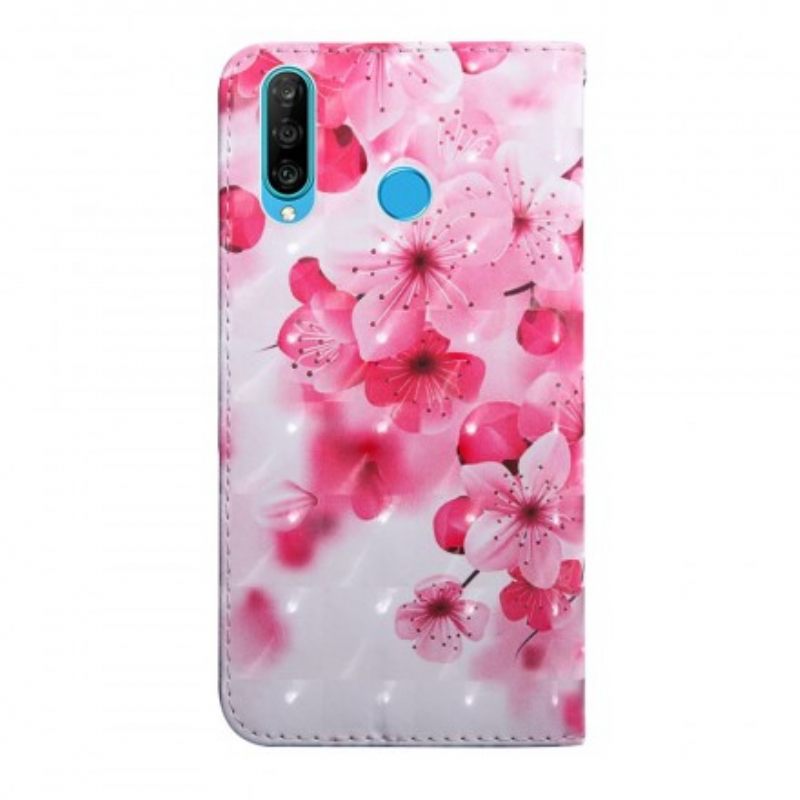 Θήκη Flip Huawei P30 Lite Ροζ Λουλούδια