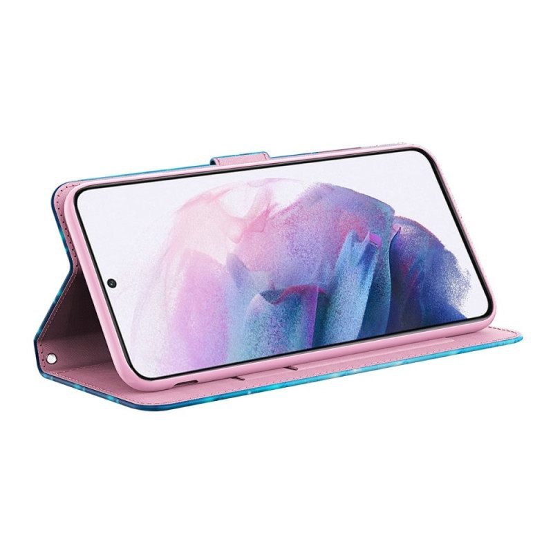 Θήκη Flip Samsung Galaxy A13 5G / A04s Πετώντας Μπλε Πεταλούδες