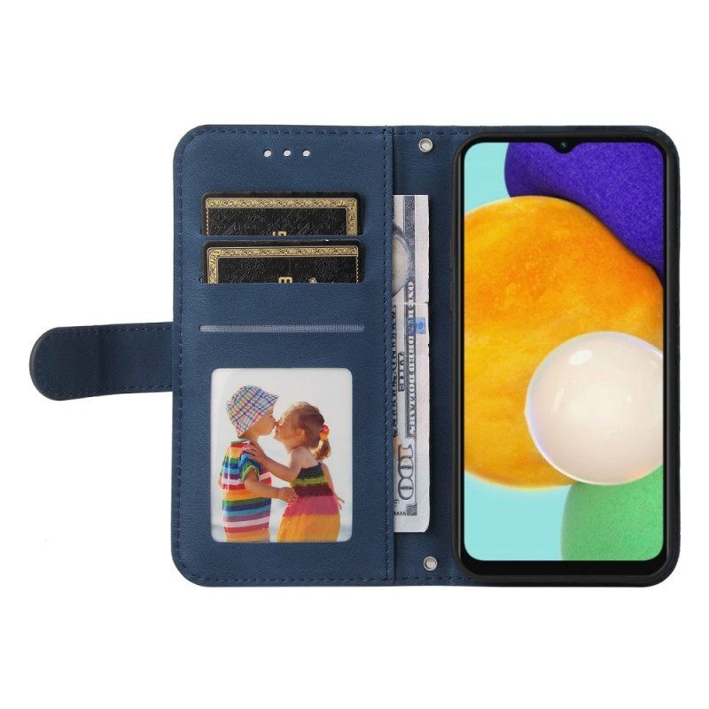 Θήκη Flip Samsung Galaxy A13 5G / A04s Πριτσίνι Και Λουράκι Από Συνθετικό Δέρμα