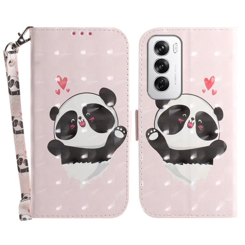 Δερματινη Θηκη Oppo Reno 12 5g Panda Love With Strap