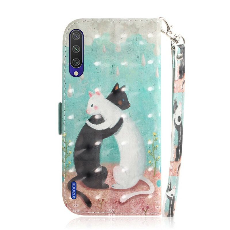 δερματινη θηκη Xiaomi Mi A3 με κορδονι Thong Cat Friends