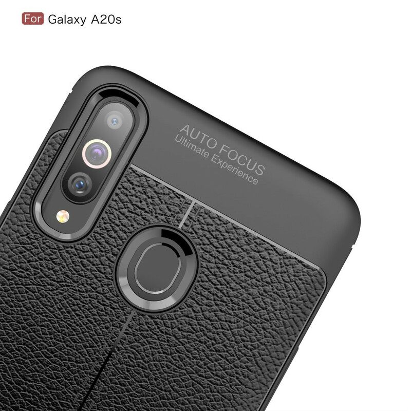 Θήκη Samsung Galaxy A20s Δερμάτινο Εφέ Litchi Διπλής Γραμμής