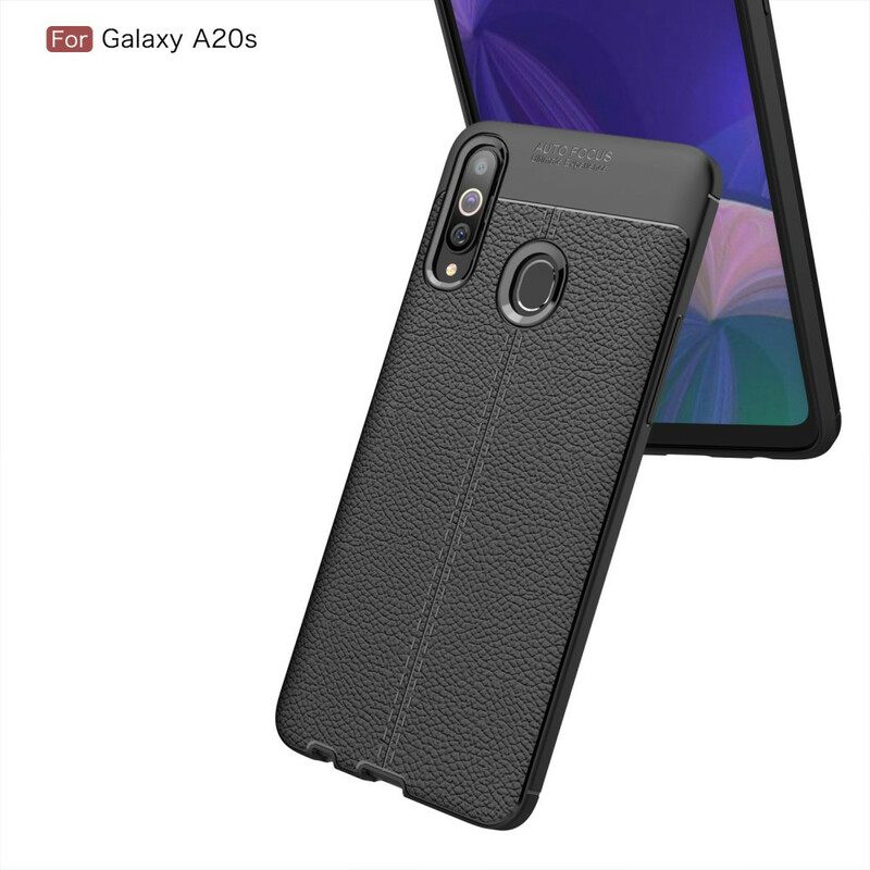 Θήκη Samsung Galaxy A20s Δερμάτινο Εφέ Litchi Διπλής Γραμμής