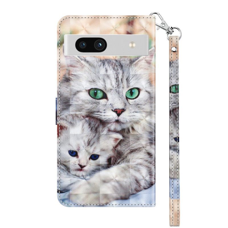 Κάλυμμα Google Pixel 7A με κορδονι Οικογένεια Strappy Cat